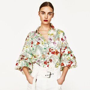 Zara Floral Cotton Blouse